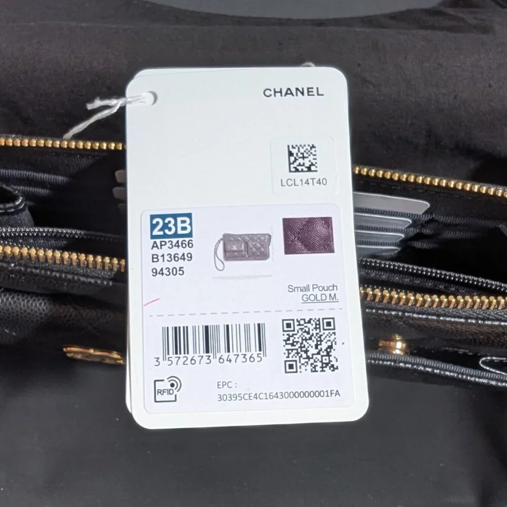 CHANEL Polly Pocket Quilted Caviar Pouch Wristlet Clutch